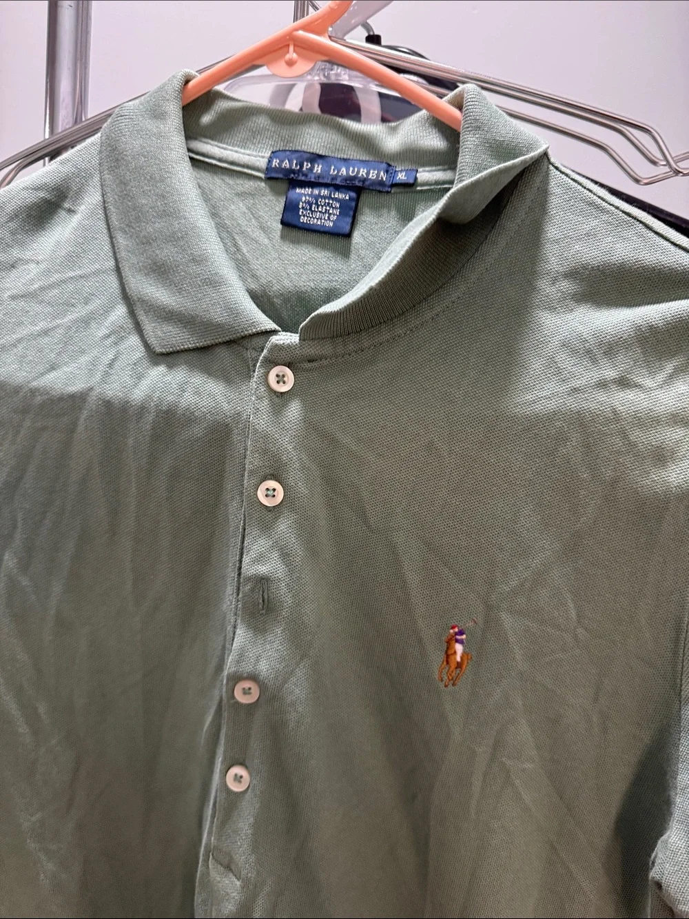 Ralph Lauren Men's Polo Shirt in Sage Green with Embroidered Pony